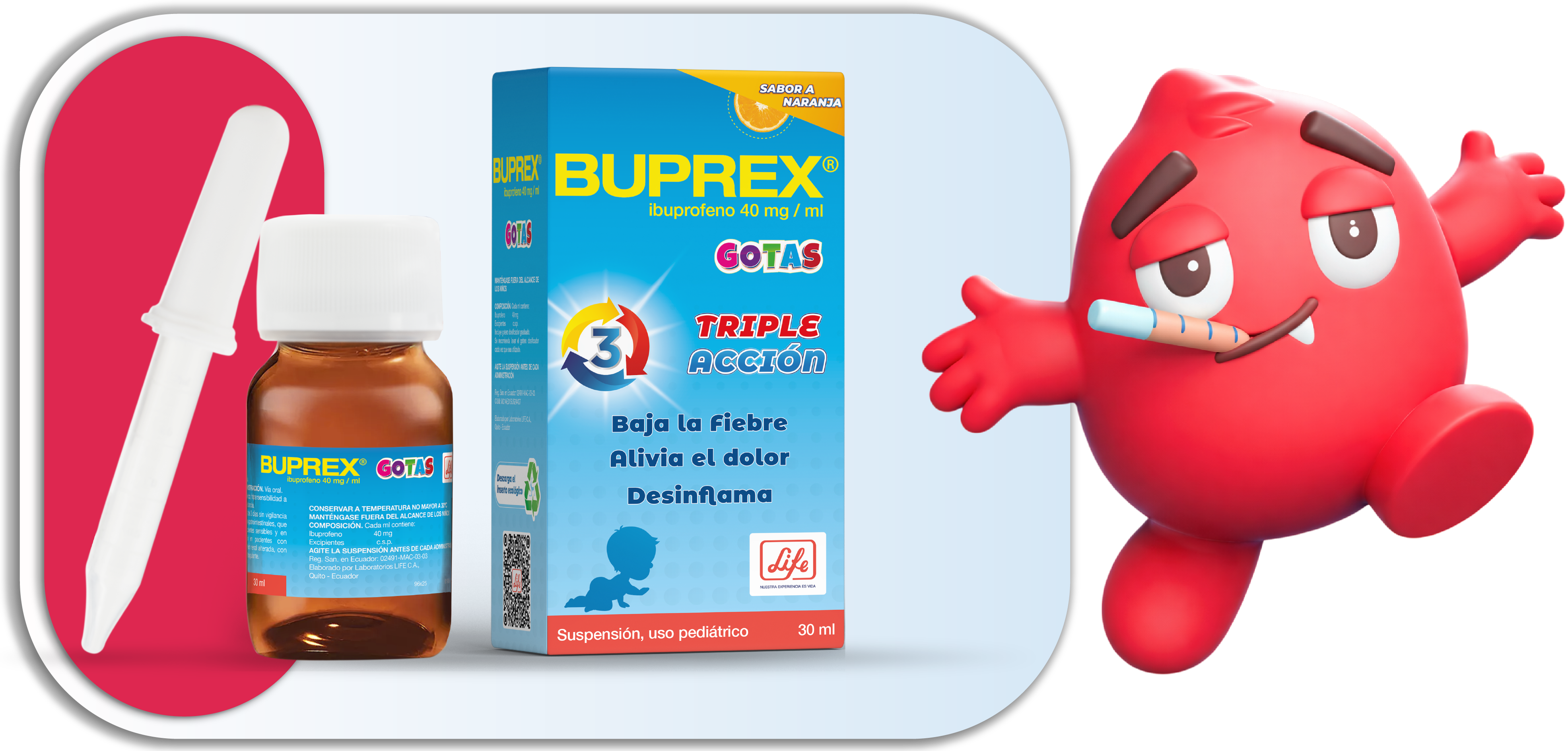 Fiebrín junto a BUPREX® gotas suspensión de ibuprofeno 40 mg/ml